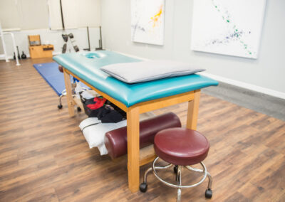 Physical Therapy clinic treatment table in gym area