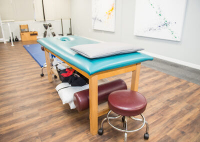 Physical Therapy clinic treatment table in gym area