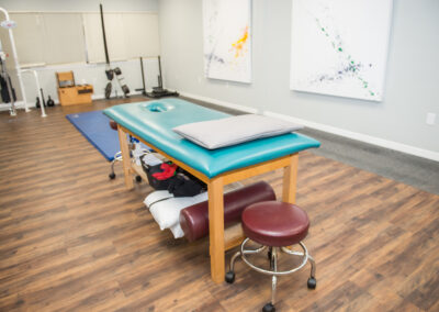 Physical Therapy treatment table and therapy area for florida clinic