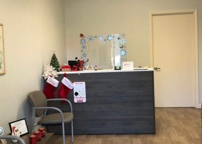 Front desk reception area in Physical Therapy clinic located in Boca Grande Florida